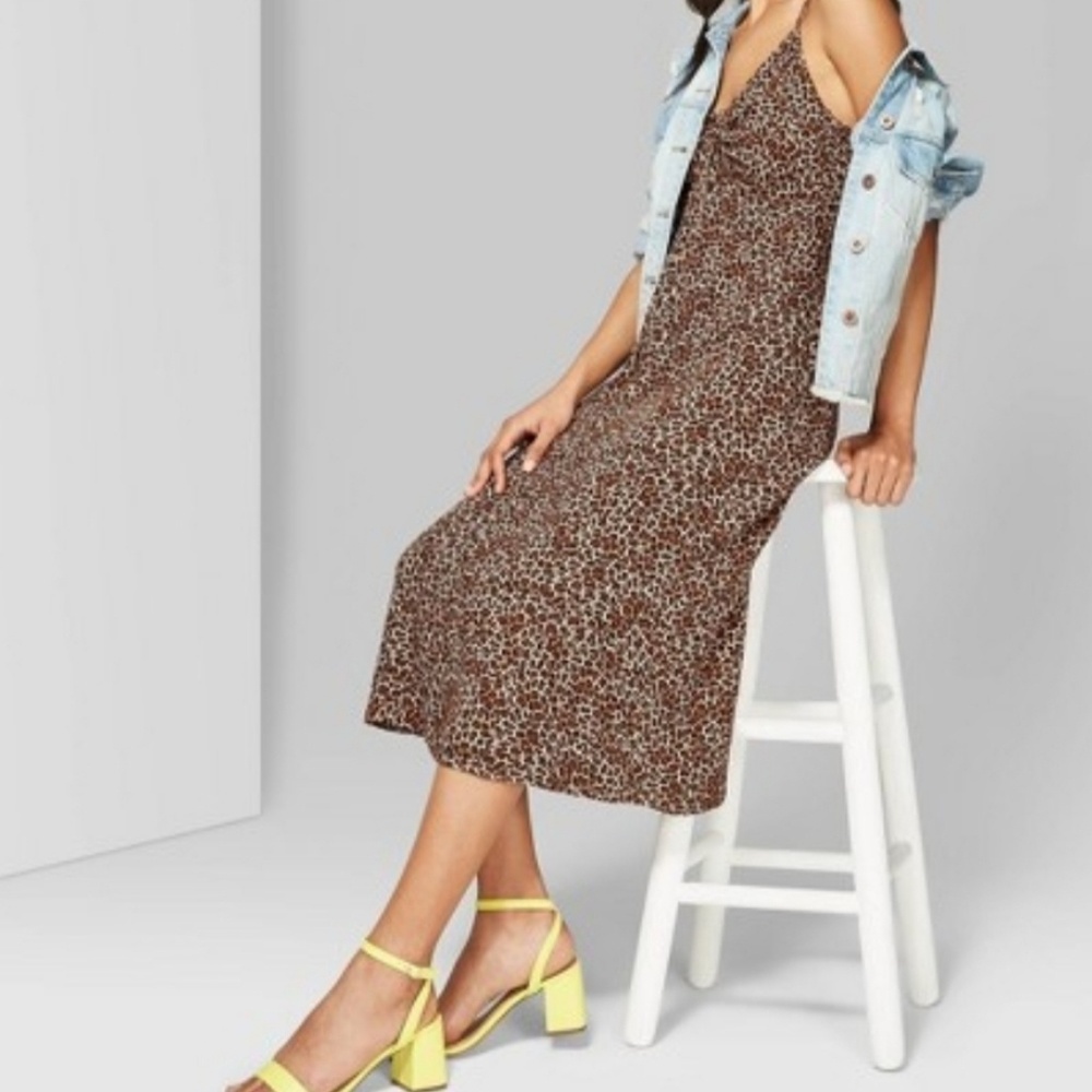 Cinched front cheetah print dress